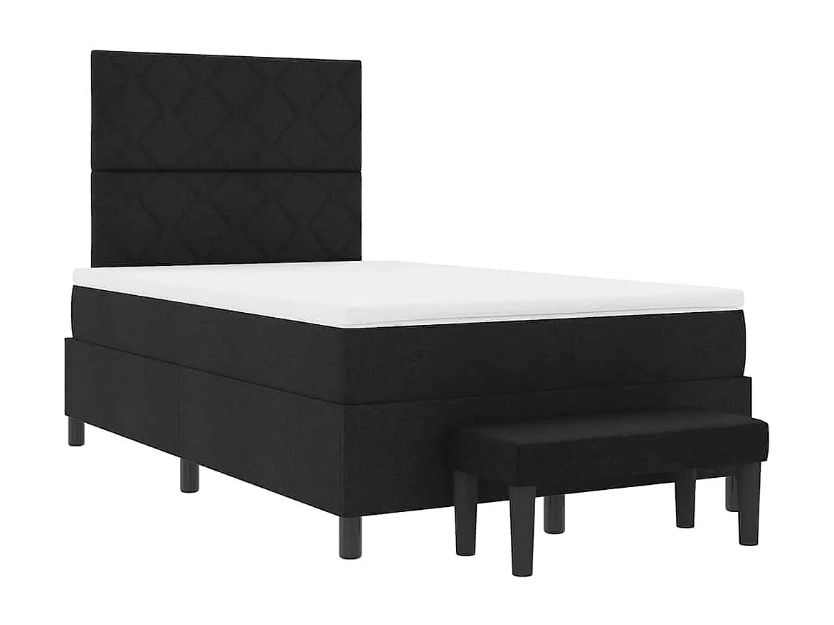 Boxspringbed met matras met hoofdeinde Zwart 120 x 190 cm Stof