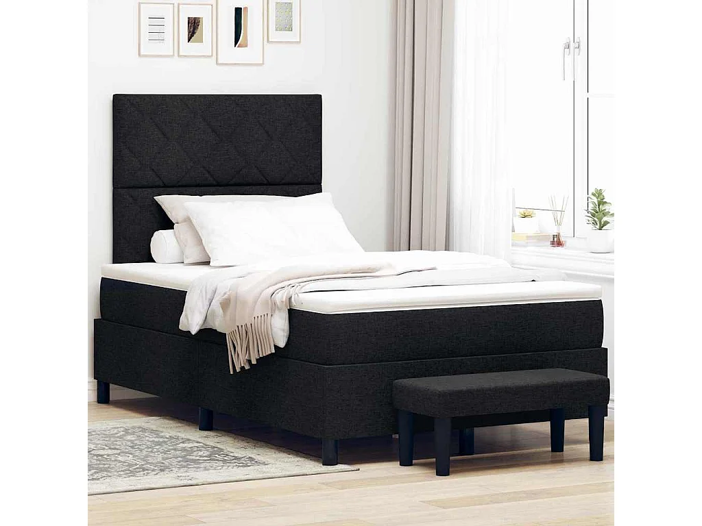 Boxspringbed met hoofdeinde Zwart 120 x 190 cm Stof