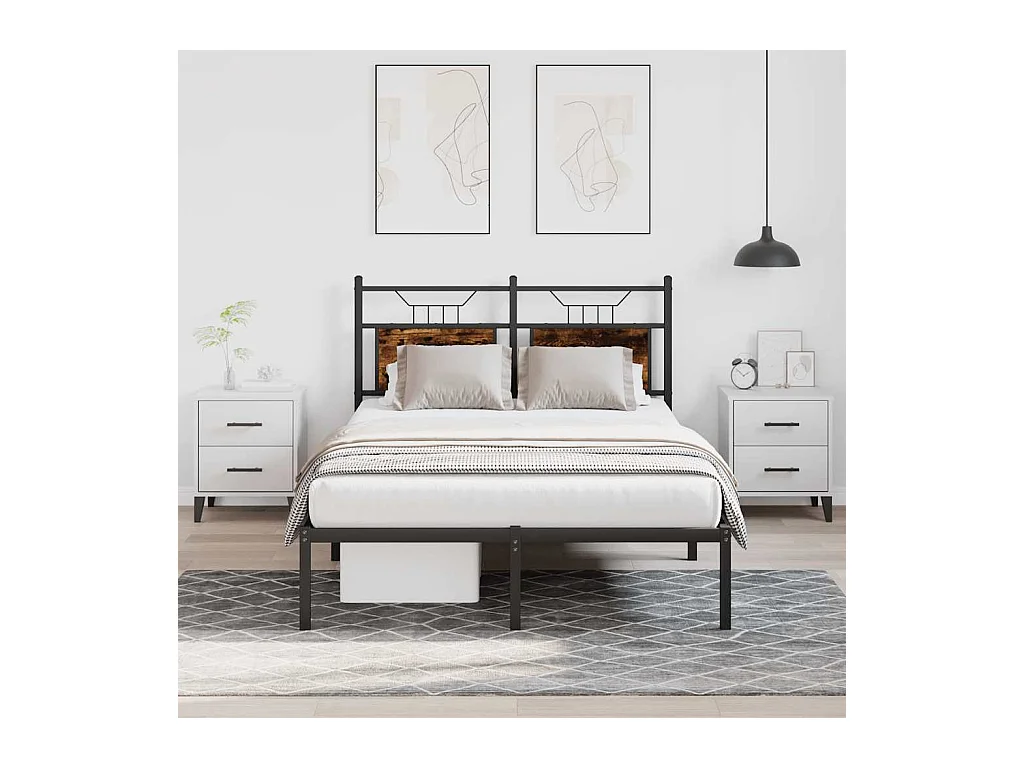 Cadre de lit sans matelas chêne fumé 120x190 cm bois ingénierie