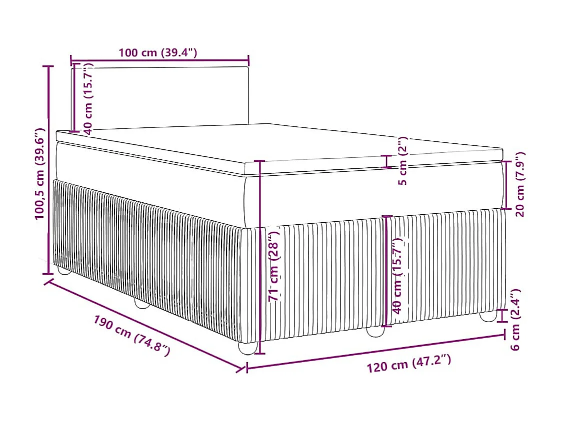 Boxspringbett mit Matratze Dunkelgrau 120x190 cm Stoff