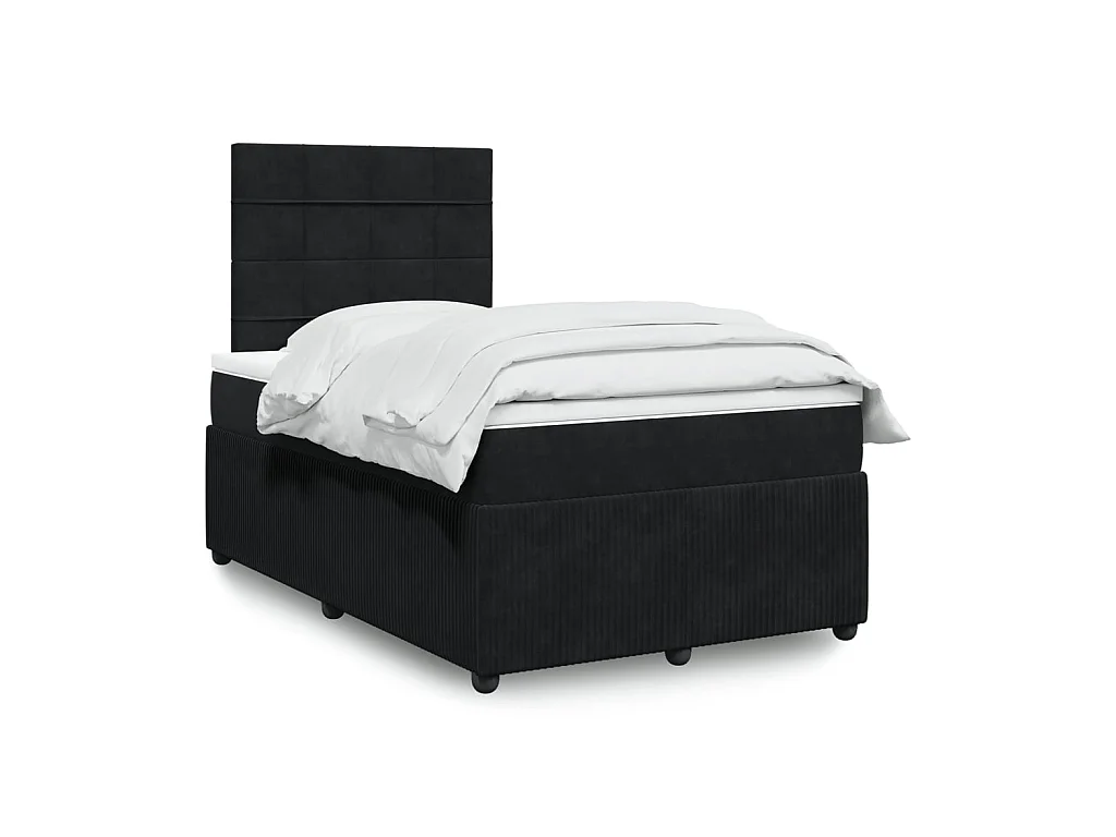 Sommier à lattes de lit avec matelas noir 120x190 cm velours