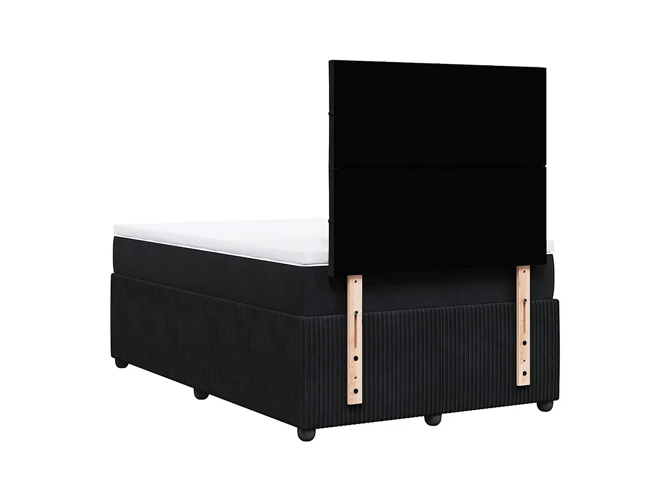 Sommier à lattes de lit avec matelas noir 120x190 cm velours