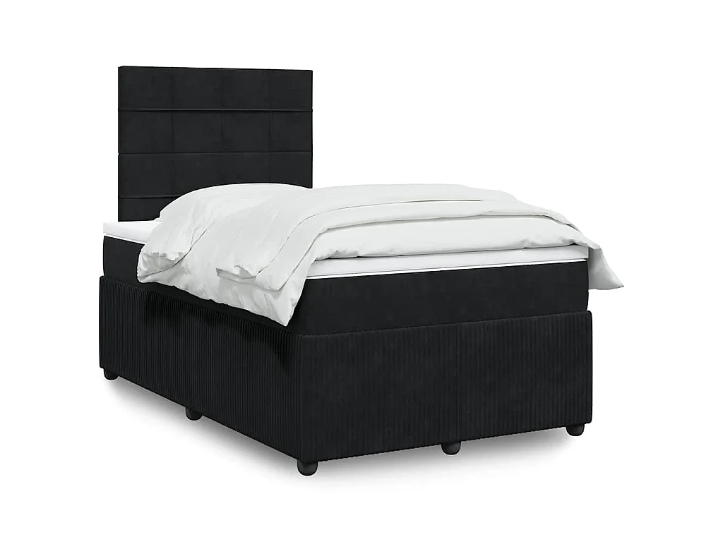 Boxspringbett mit Matratze Schwarz 120x190 cm Samt