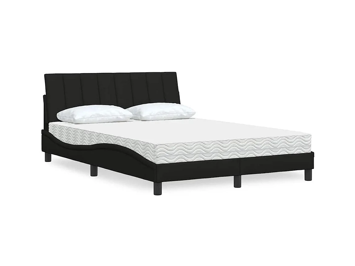 Lit avec matelas Hanko noir 120x200 cm tissu