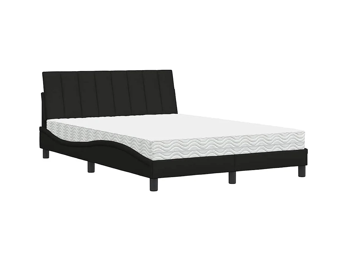 Lit avec matelas Hanko noir 120x200 cm tissu