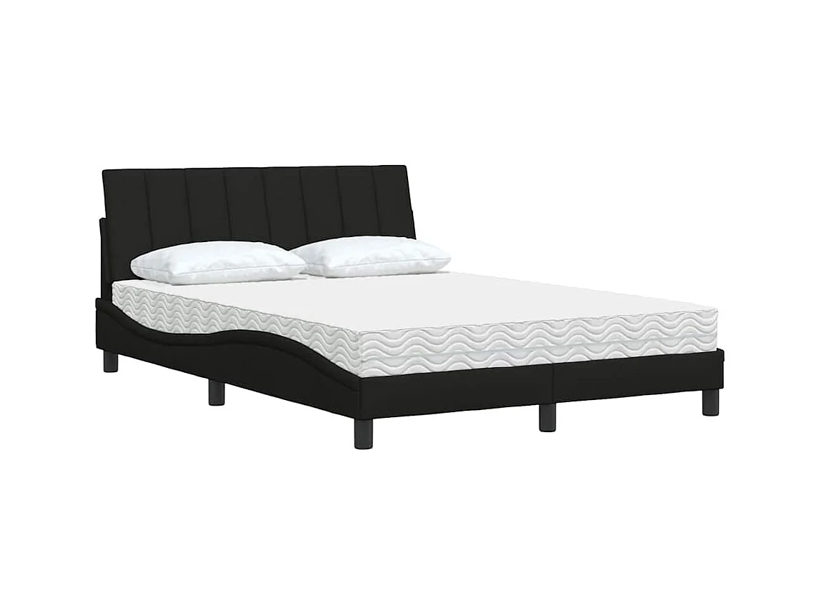 Lit avec matelas Hanko noir 120x200 cm tissu