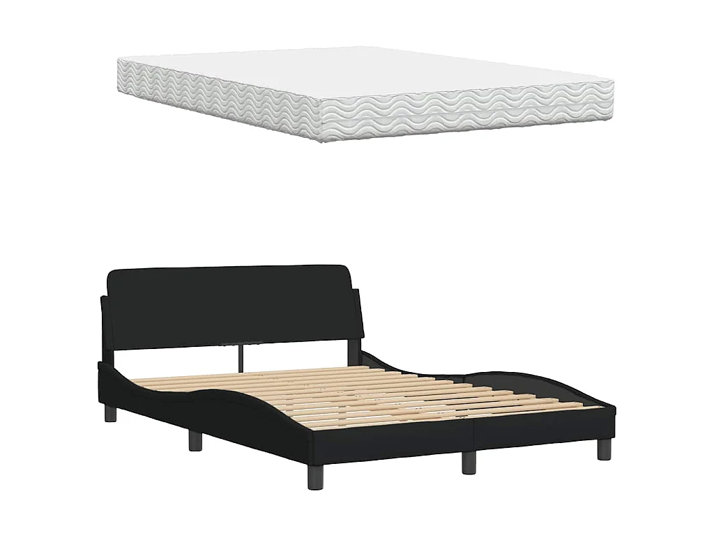 Bed met matras "Hanko" stof zwart 120x200 cm