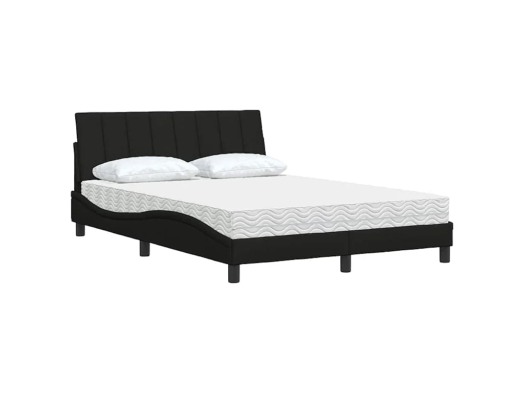 Bed met matras "Hanko" stof zwart 120x200 cm