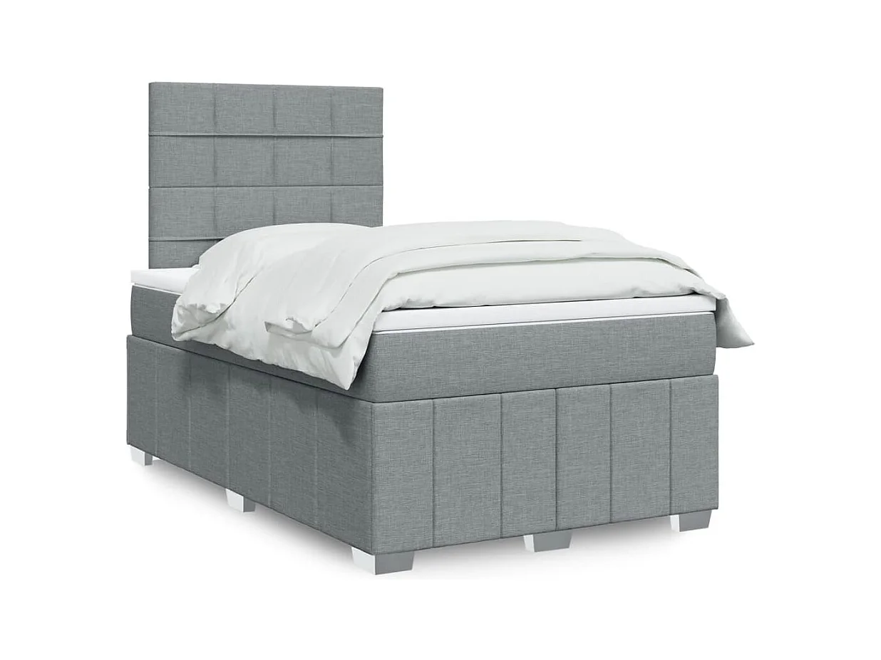 Sommier à lattes de lit et matelas gris clair 120x190 cm tissu