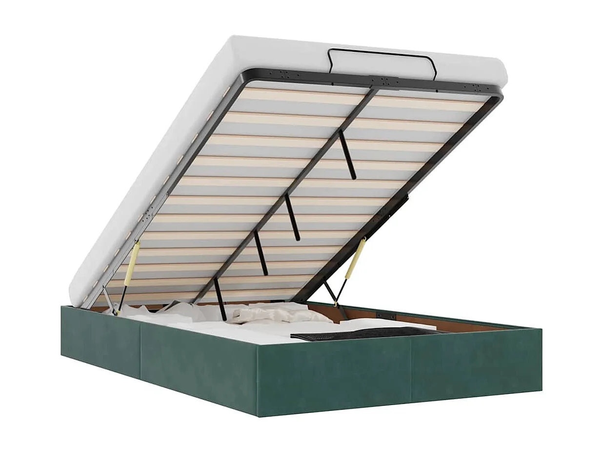 Ottoman Bed Frame Sem Colchão Verde Escuro 120x190 cm Veludo