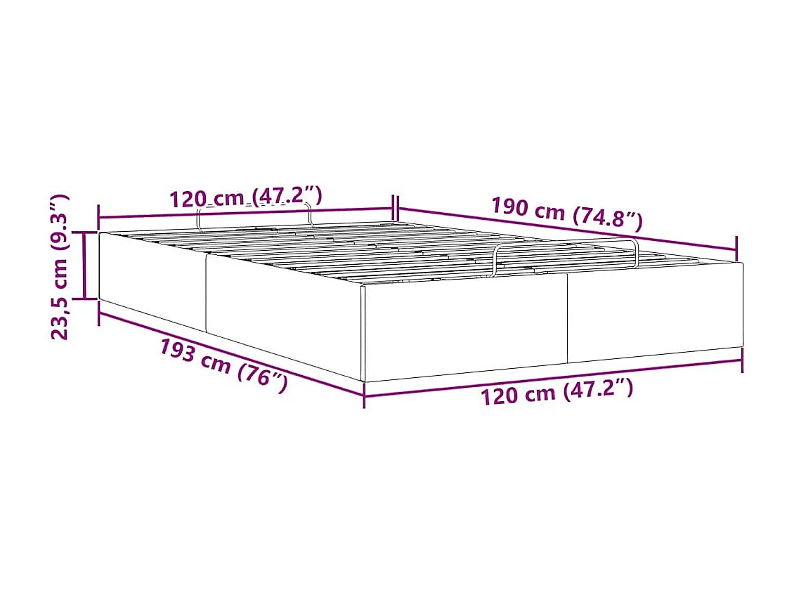 Struttura Letto Pouf Senza Materasso 120x190 cm Velluto