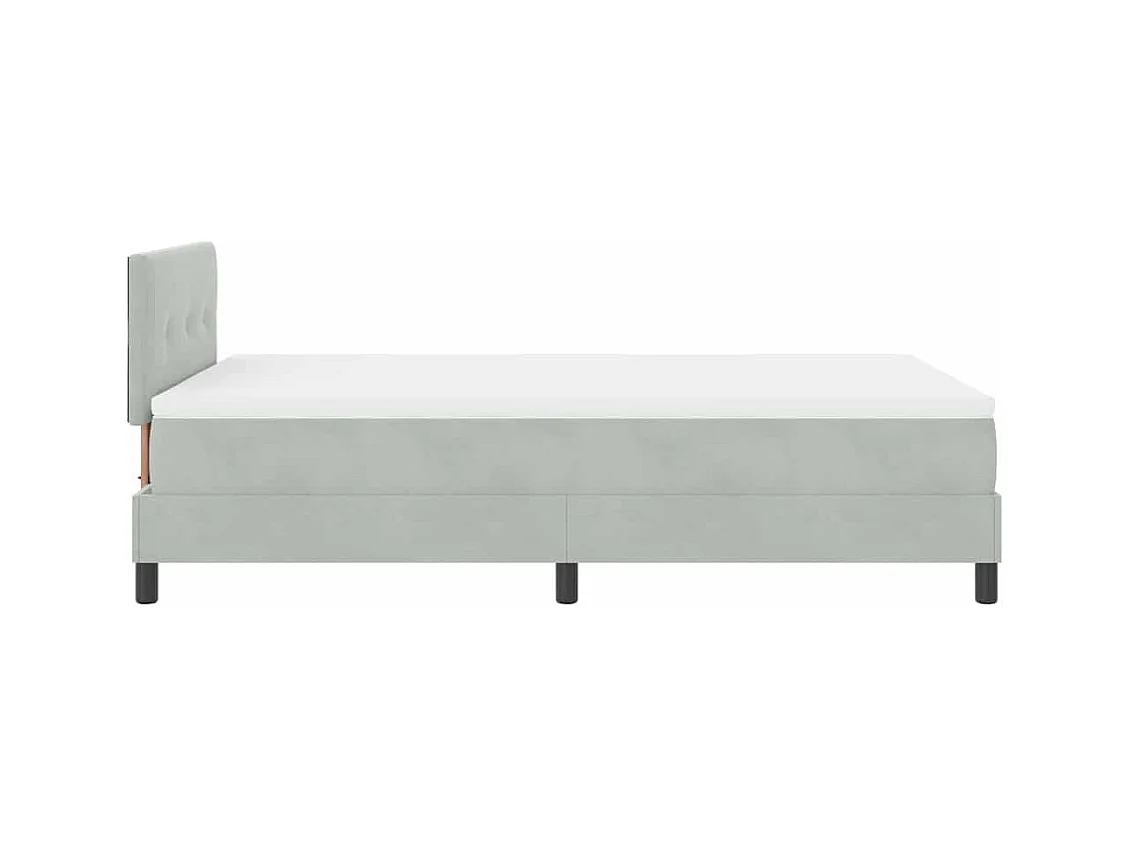 Lit à ressorts avec tête de lit Gris clair 120 x 190 cm Velours