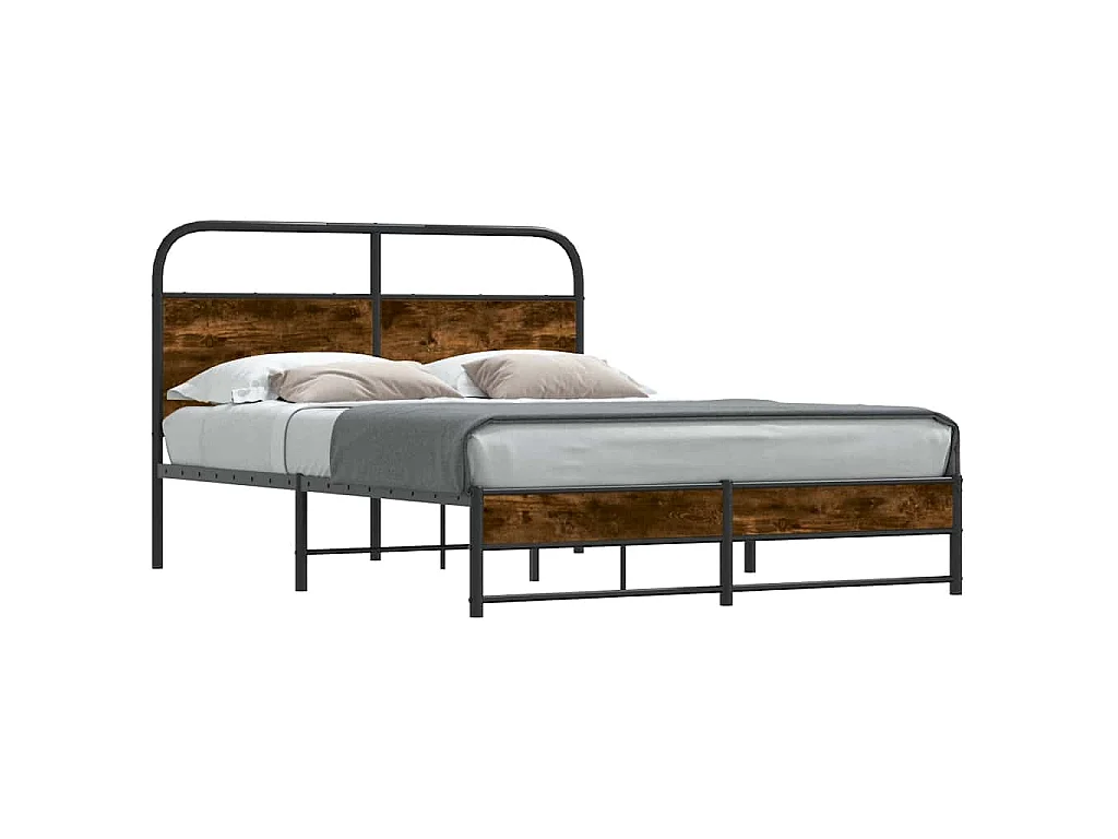 Cadre de lit sans matelas 120x190 cm chêne fumé bois ingénierie
