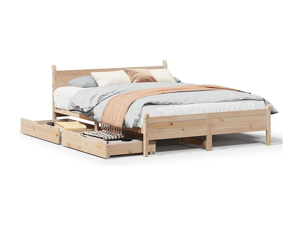 Cadre de lit sans matelas 120x200 cm bois de pin massif