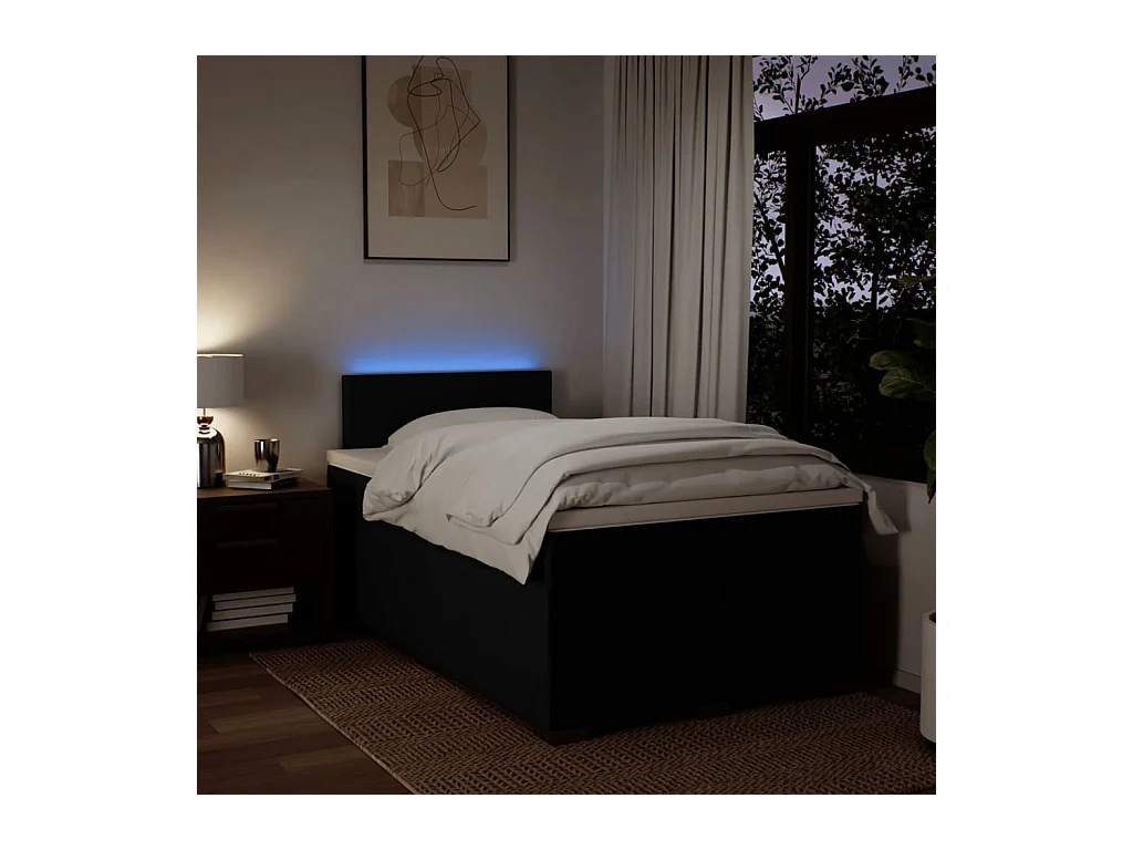 Boxspring met matras stof zwart 120x200 cm