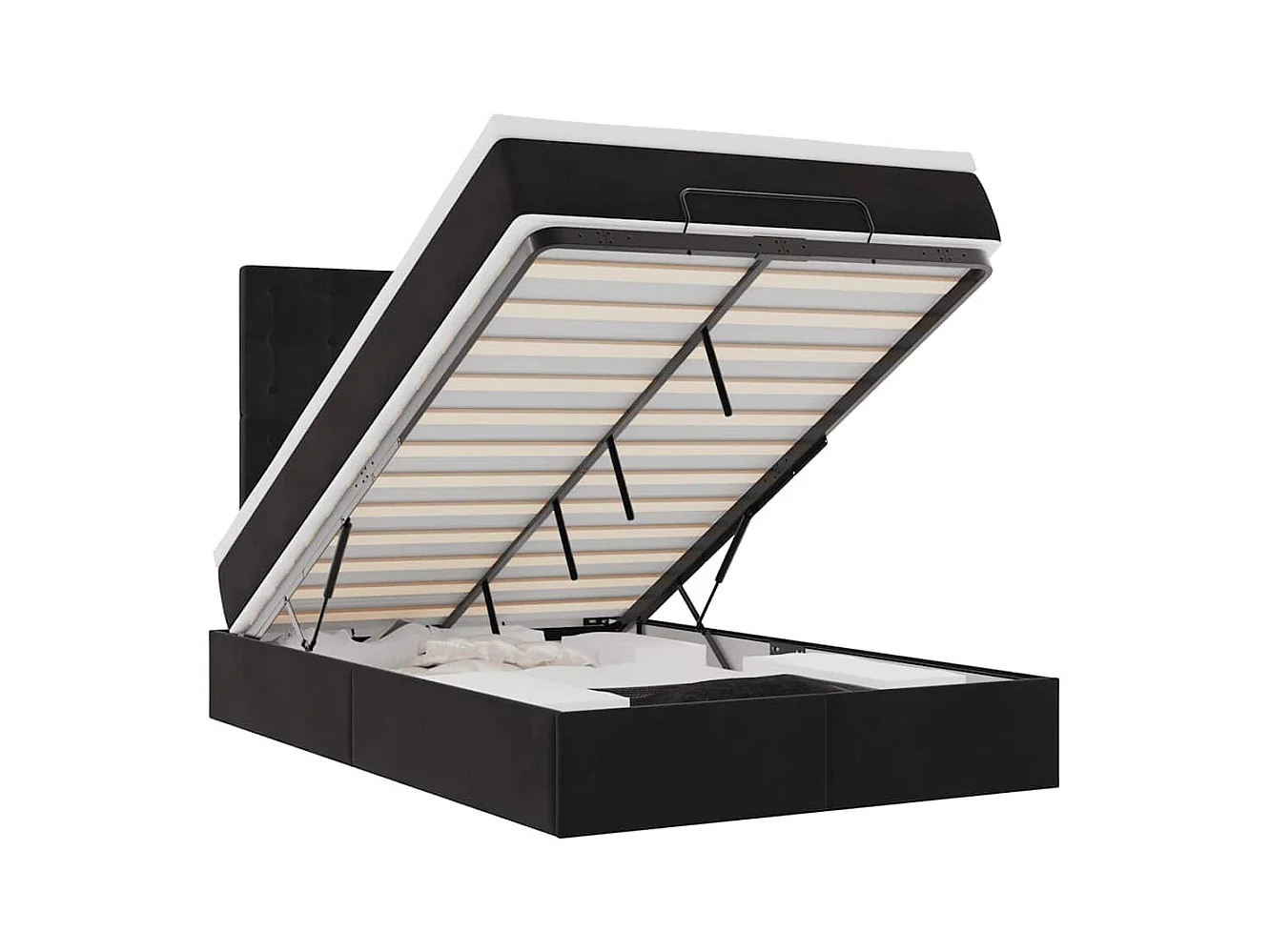 Ottoman-Bett mit Matratzen Schwarz 120x190 cm Samt