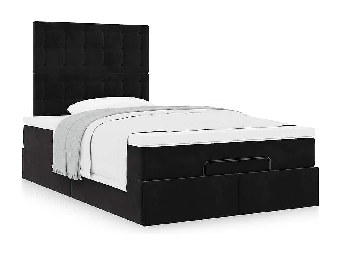 Cadre de lit ottoman avec matelas noir 120x190 cm velours