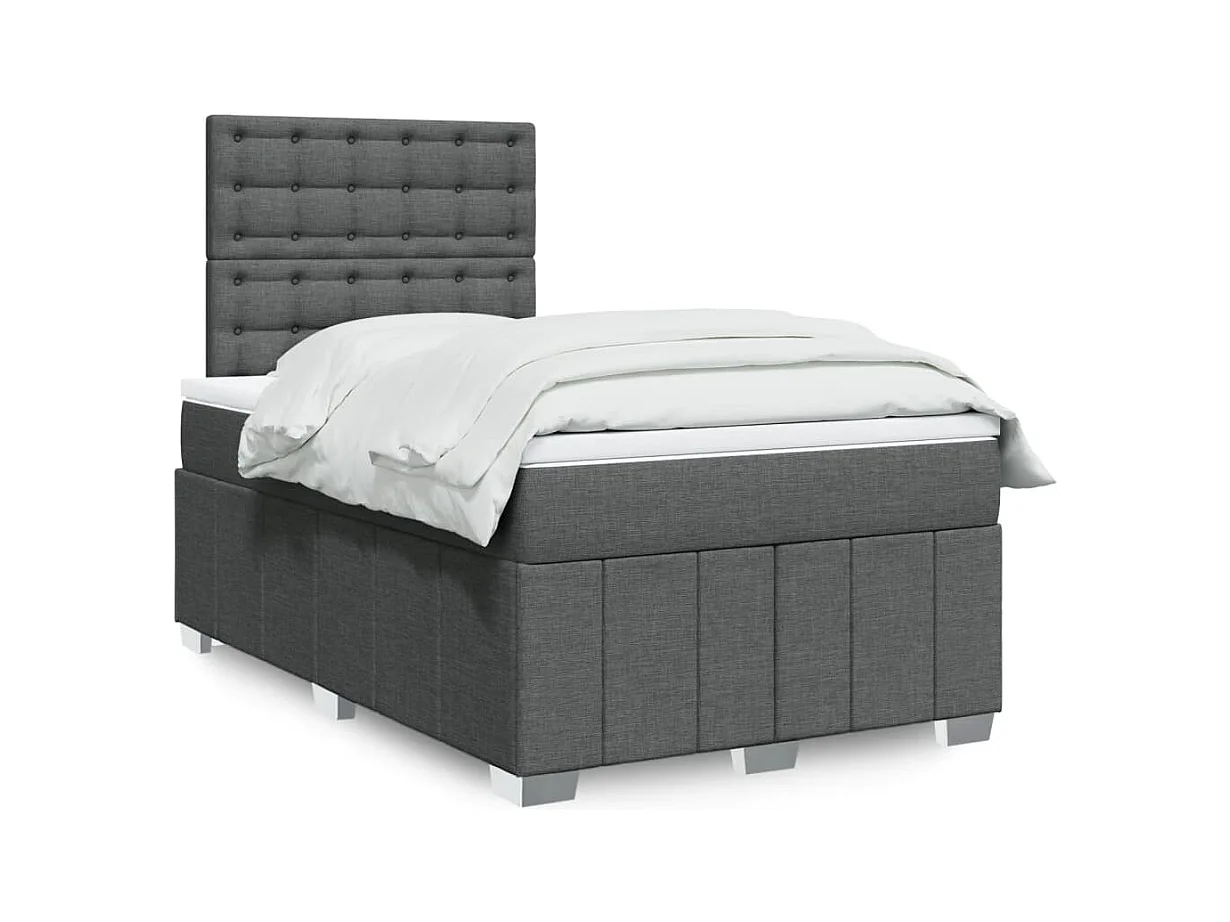 Sommier à lattes de lit avec matelas Gris foncé 120x200cm Tissu