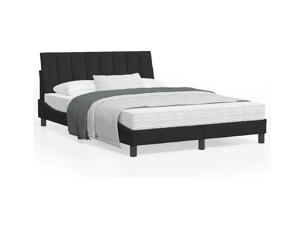 Lit avec matelas Hanko noir 120x200 cm velours