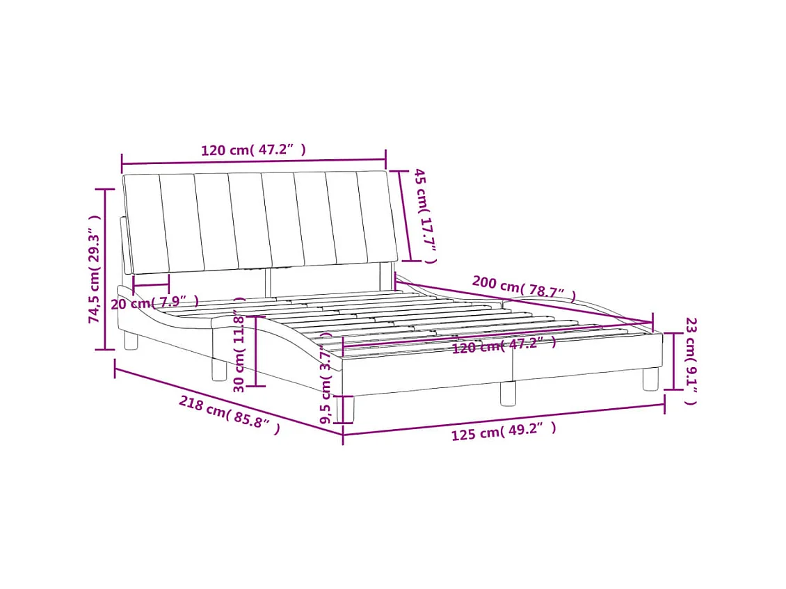 Lit avec matelas Hanko noir 120x200 cm velours