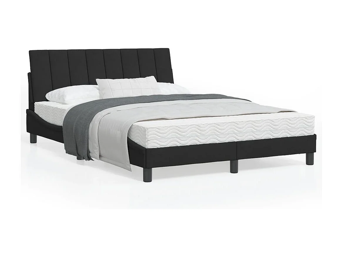 Bett mit Matratze "Hanko" Schwarz 120x200 cm Samt