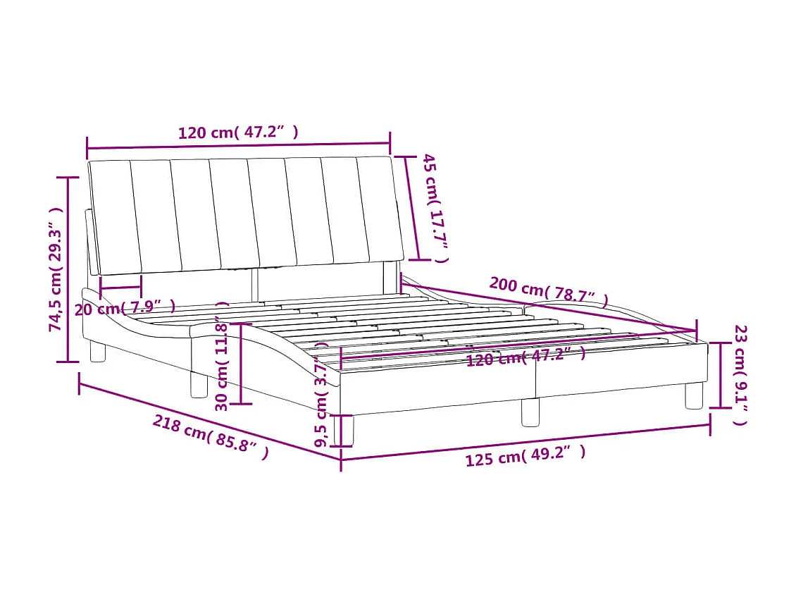 Bett mit Matratze "Hanko" Schwarz 120x200 cm Samt