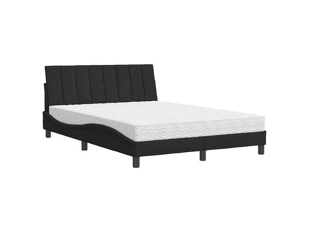Bed met matras "Hanko" fluweel zwart 120x200 cm