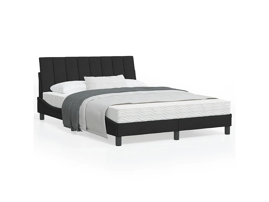 Bed met matras "Hanko" fluweel zwart 120x200 cm