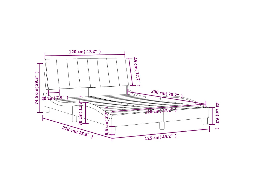 Bed met matras "Hanko" fluweel zwart 120x200 cm