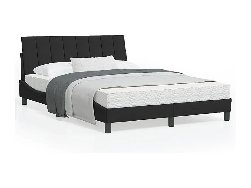 Bett mit Matratze "Hanko" Schwarz 120x200 cm Samt