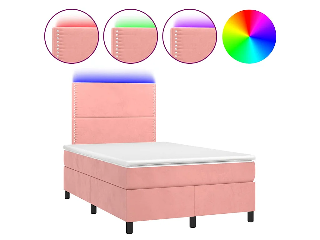 Boxspringbett mit Matratze & LED Rosa 120x190 cm Samt