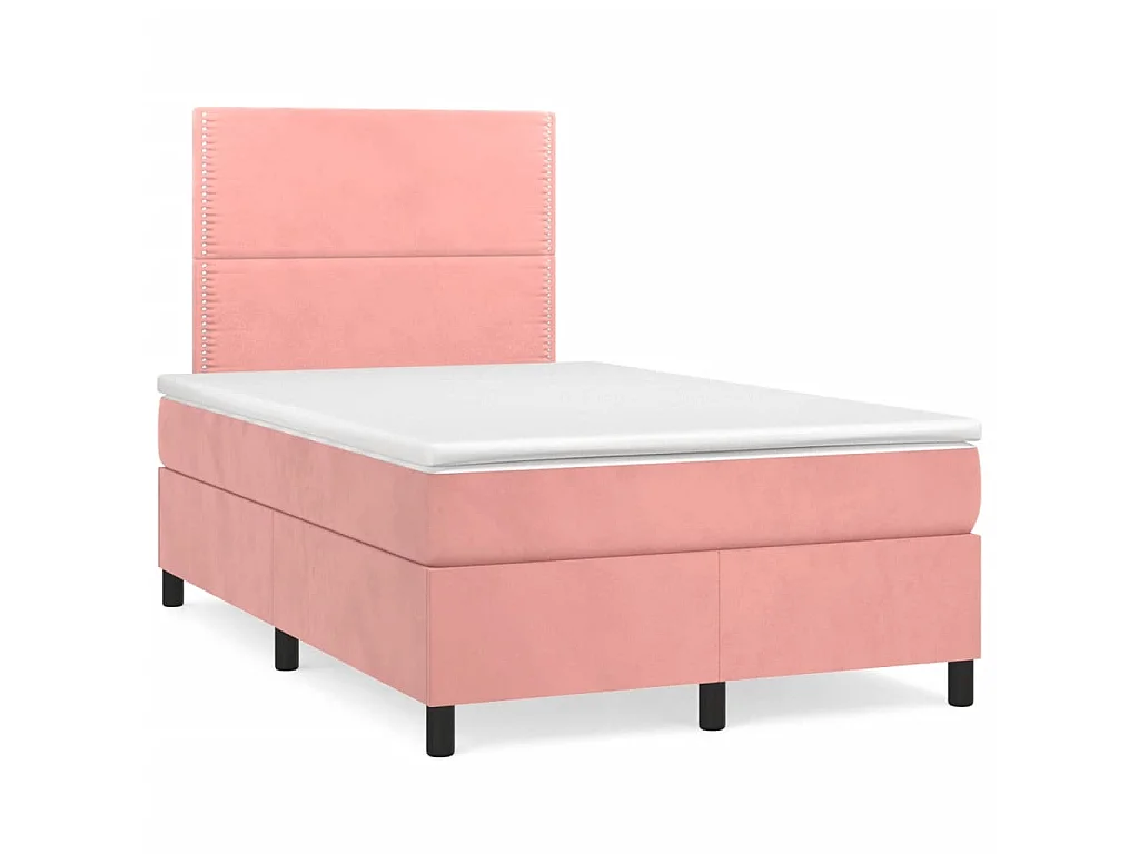 Boxspringbett mit Matratze & LED Rosa 120x190 cm Samt
