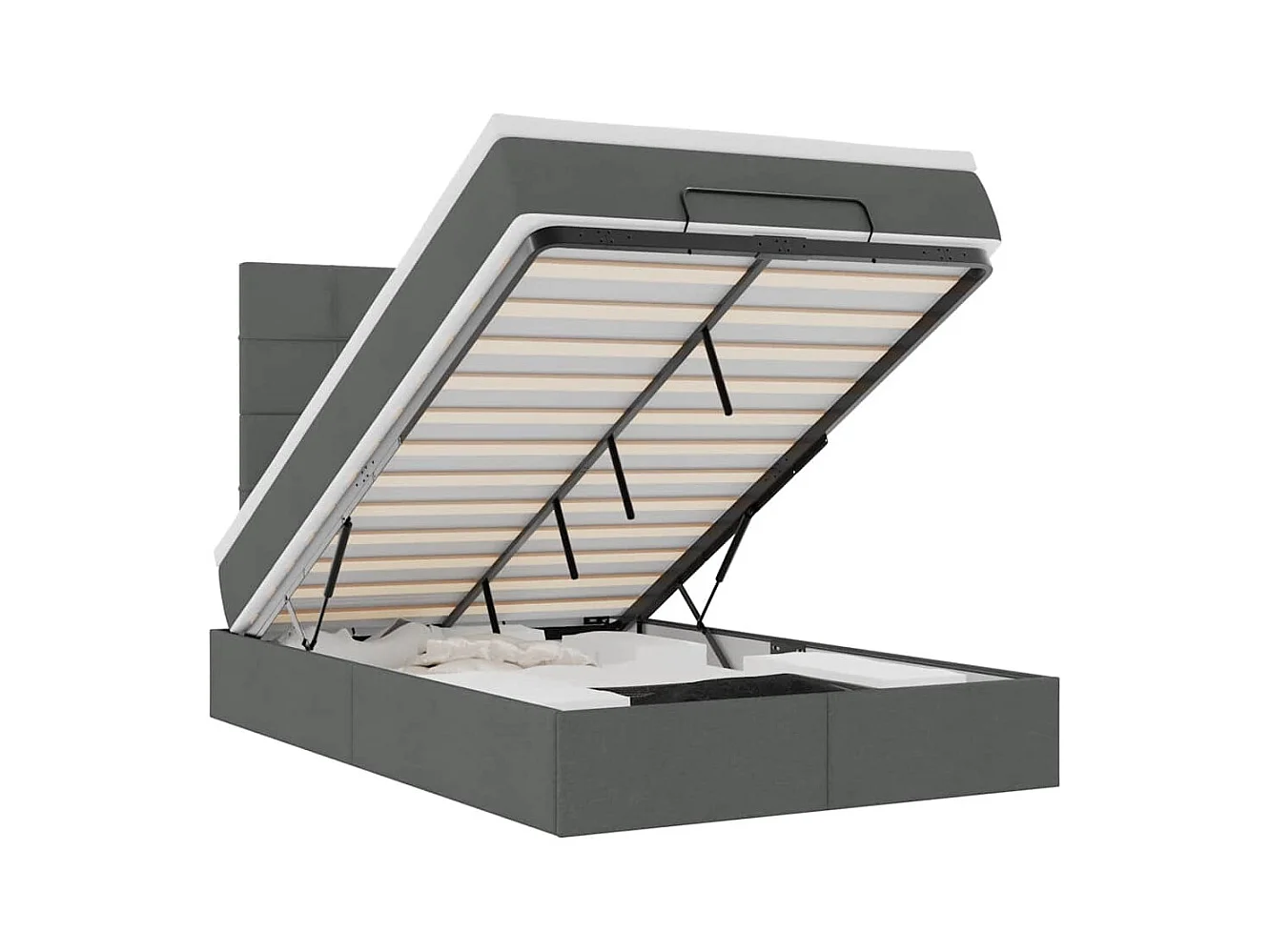 Cadre de lit ottoman avec matelas gris foncé 120x190 cm tissu