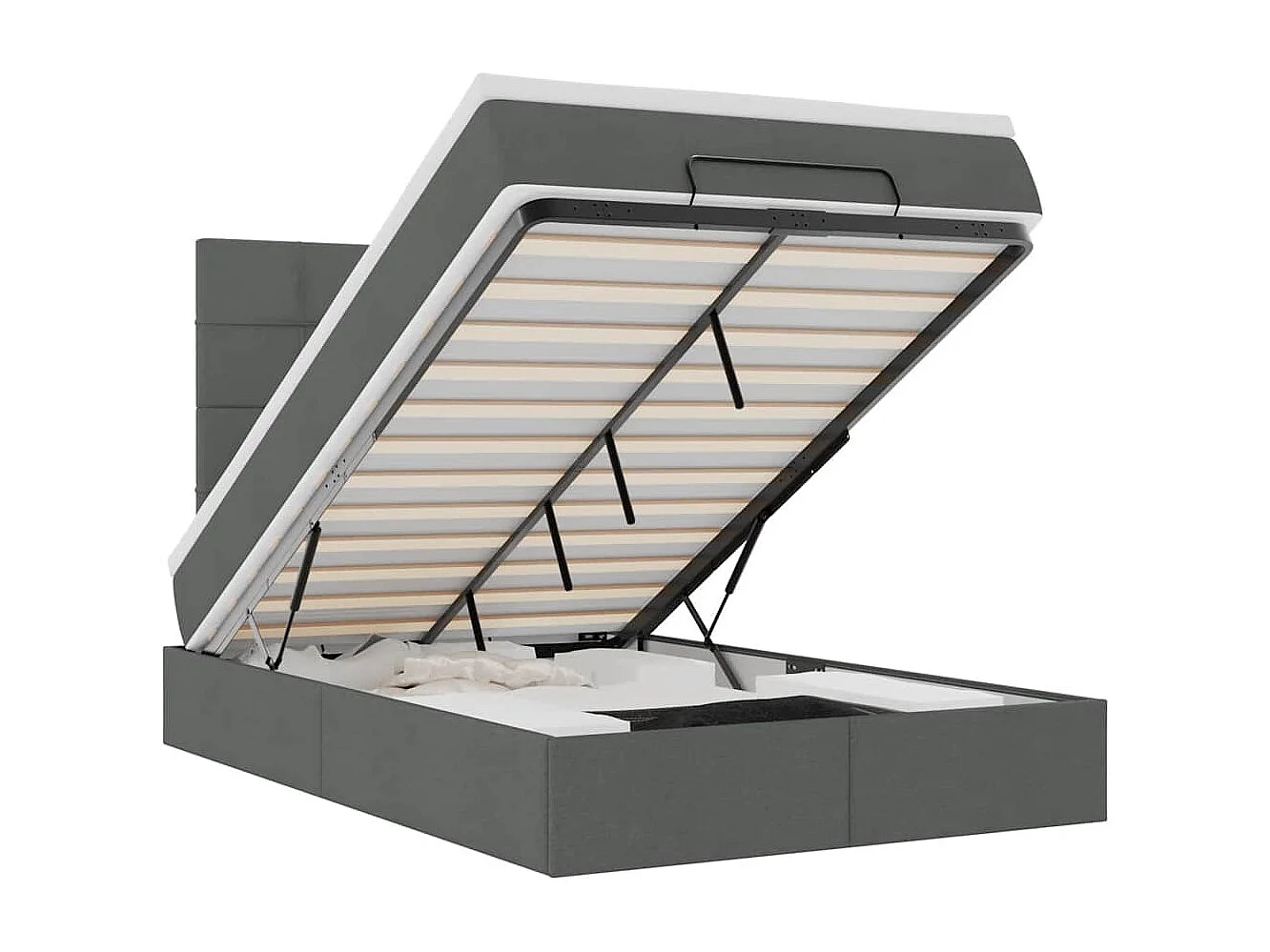 Ottoman bed met matras en LED's 120x190 cm stof donkergrijs