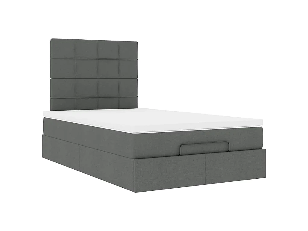 Ottoman bed met matras en LED's 120x190 cm stof donkergrijs