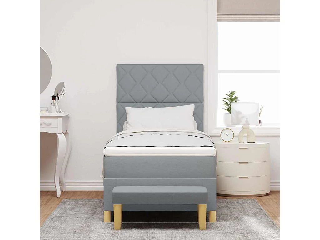 Letto a molle con materasso Grigio chiaro 100 x 200 cm Tessuto