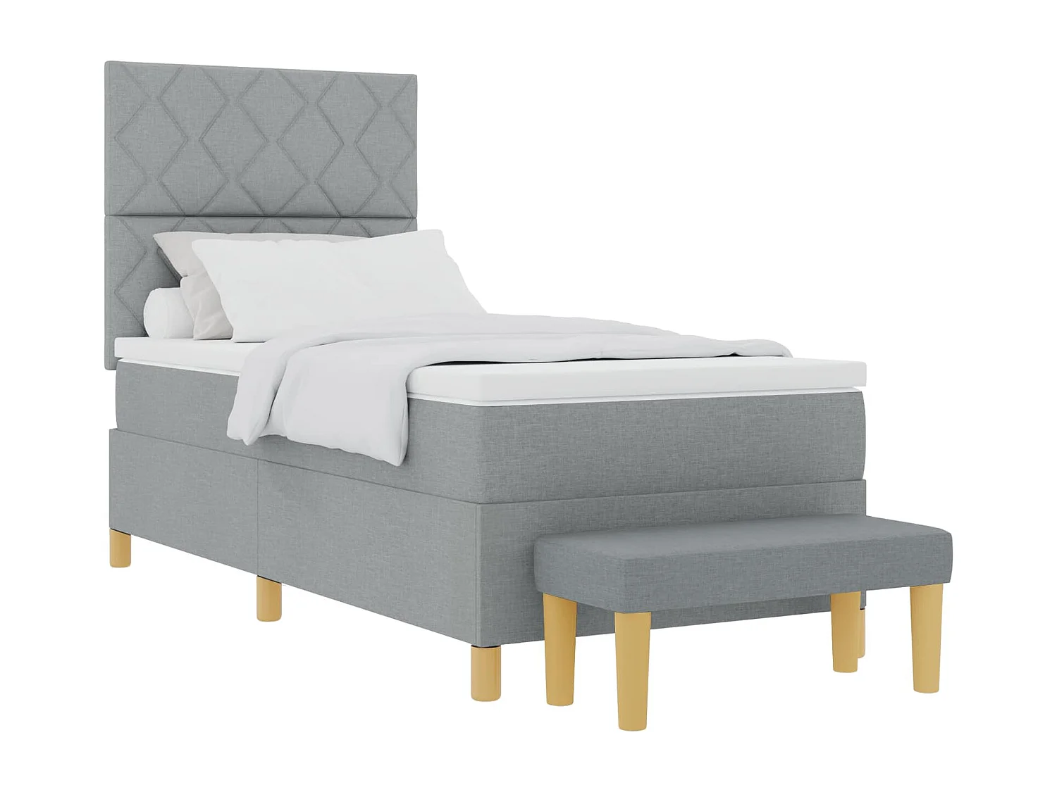 Letto a molle con materasso Grigio chiaro 100 x 200 cm Tessuto