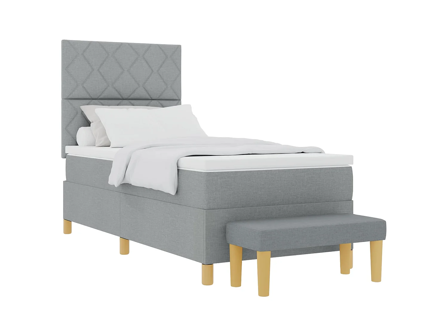 Letto a molle con cuscino Grigio chiaro 200 x 100 cm Tessuto