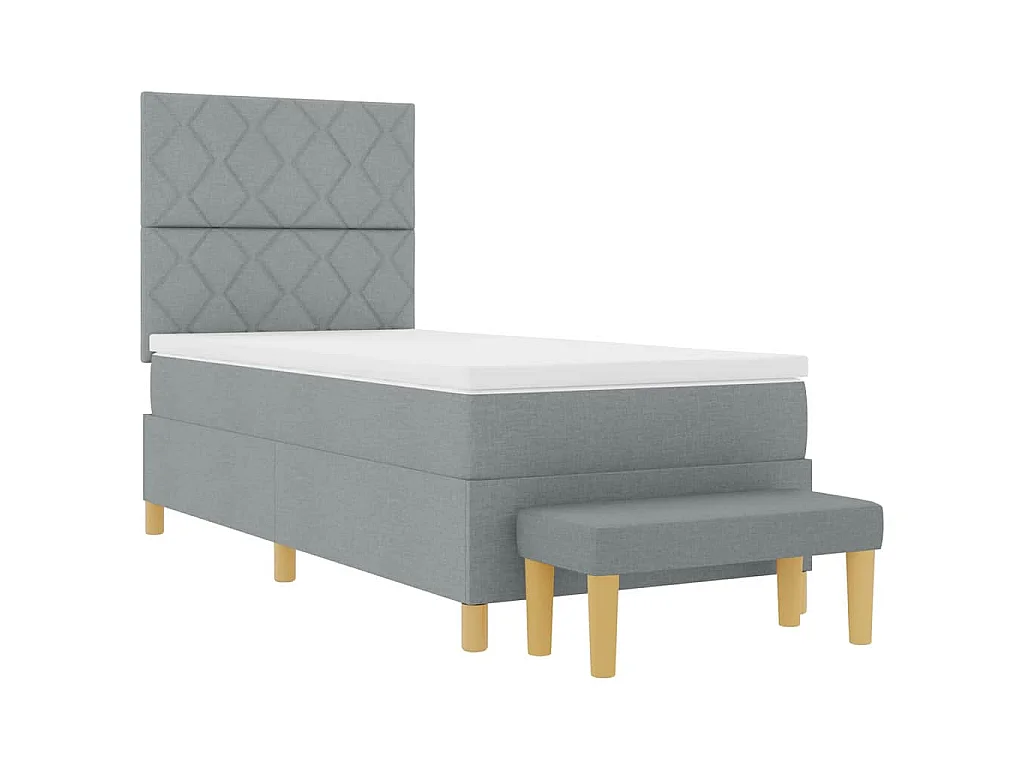 Letto a molle con cuscino Grigio chiaro 200 x 100 cm Tessuto