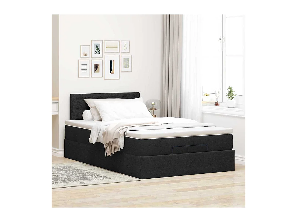 Ottoman bed met matras en LED's 120x200 cm stof zwart