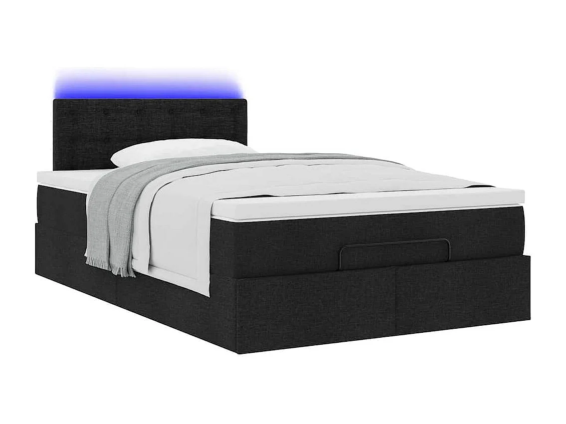 Ottoman bed met matras en LED's 120x200 cm stof zwart