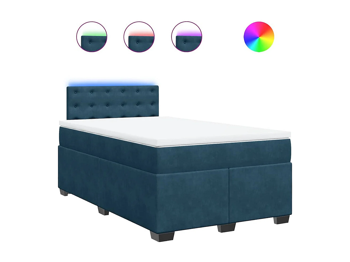 Sommier à lattes de lit et matelas bleu 120x190 cm velours