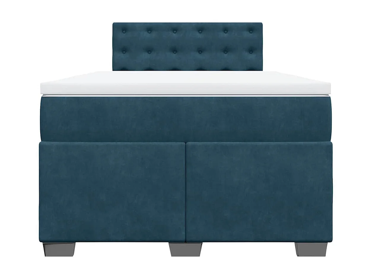 Sommier à lattes de lit et matelas bleu 120x190 cm velours