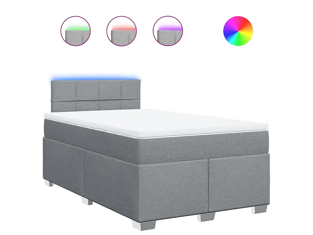 Boxspringbett mit Matratze Hellgrau 120x190 cm Stoff