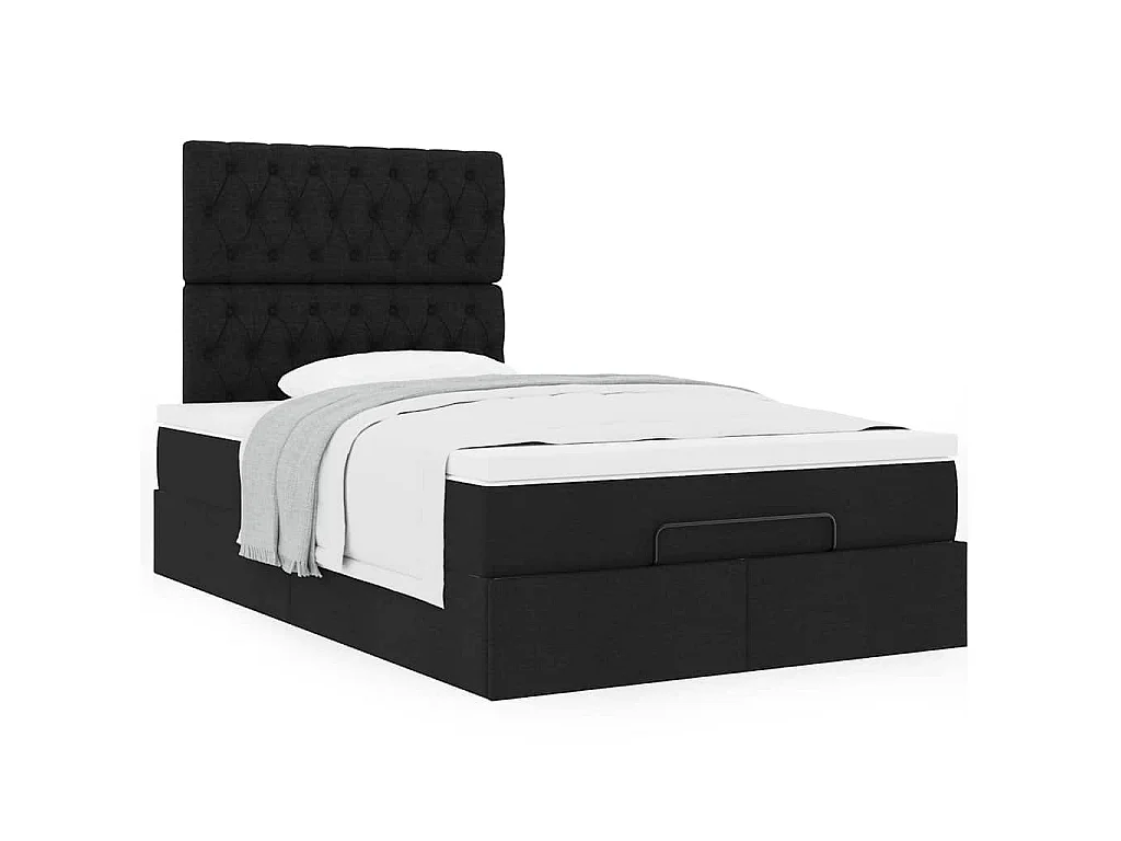 Ottoman-Bett mit Matratze Schwarz 120x190 cm Stoff