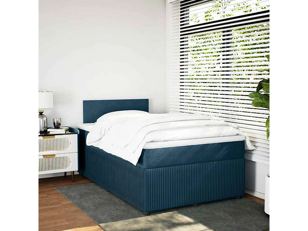 Giroletto a Molle con Materasso Blu 120x200 cm in Velluto