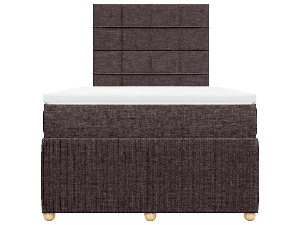 Cama box spring con colchón tela marrón oscuro 120x190 cm