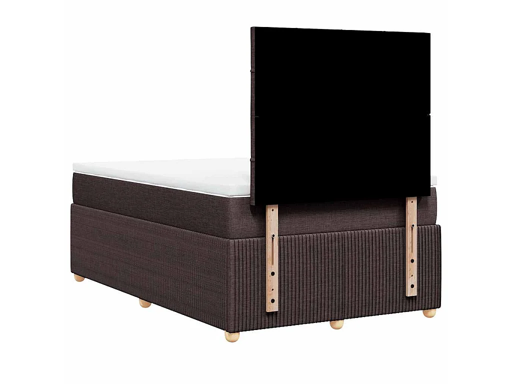 Cama box spring con colchón tela marrón oscuro 120x190 cm