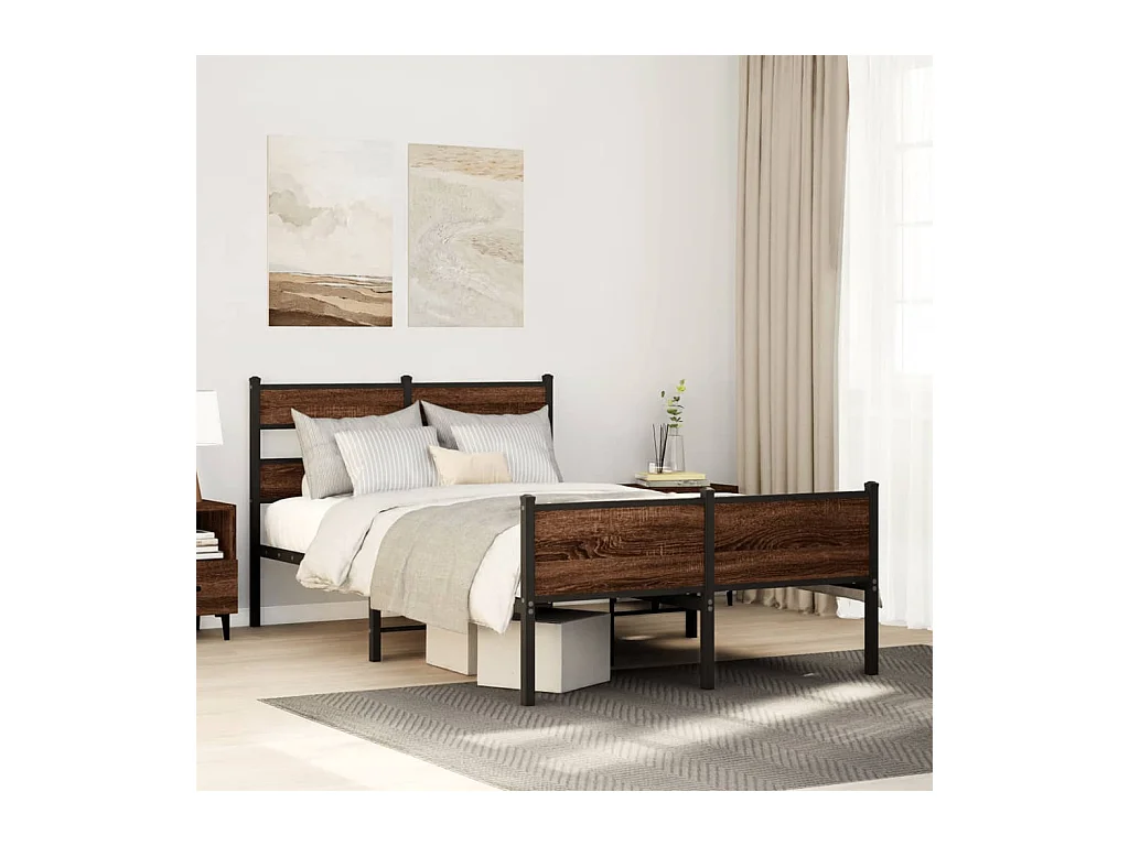 Cadre de lit sans matelas chêne marron 120x190 cm