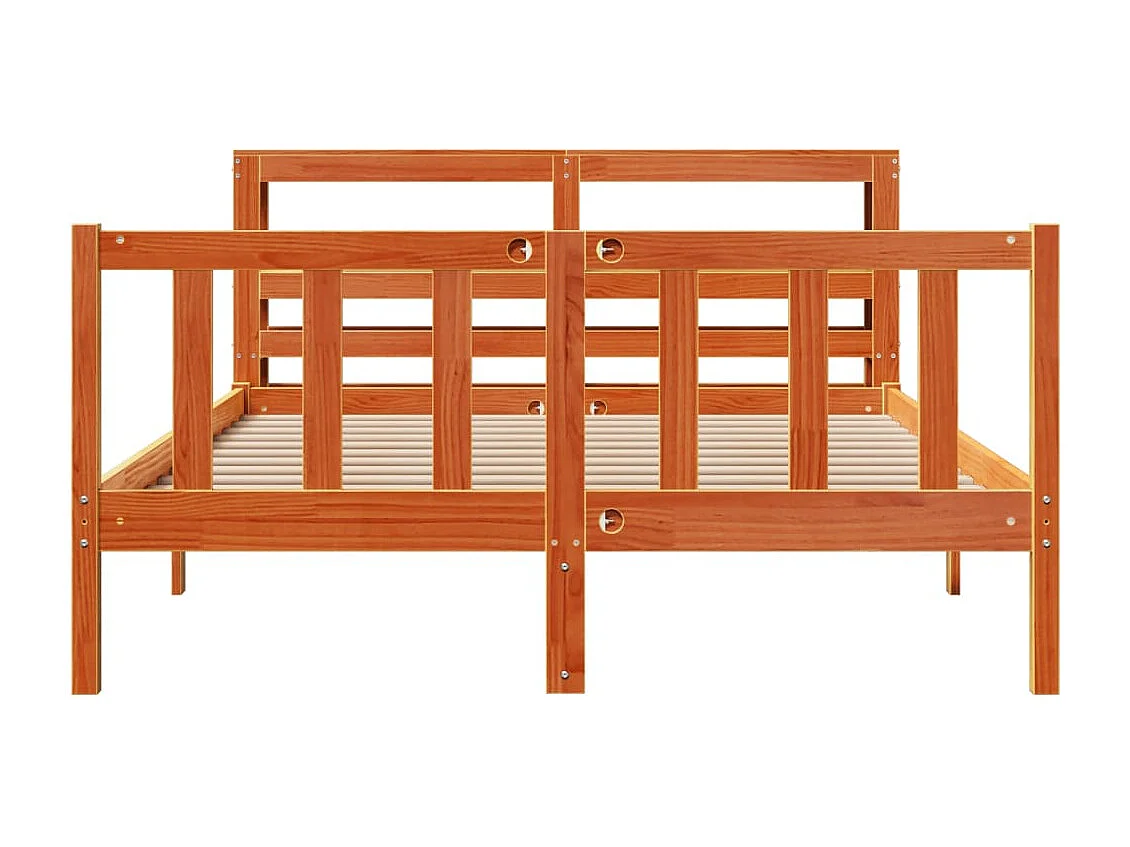 Bettgestell mit Kopfteil ohne Matratze Wachsbraun 120x200 cm
